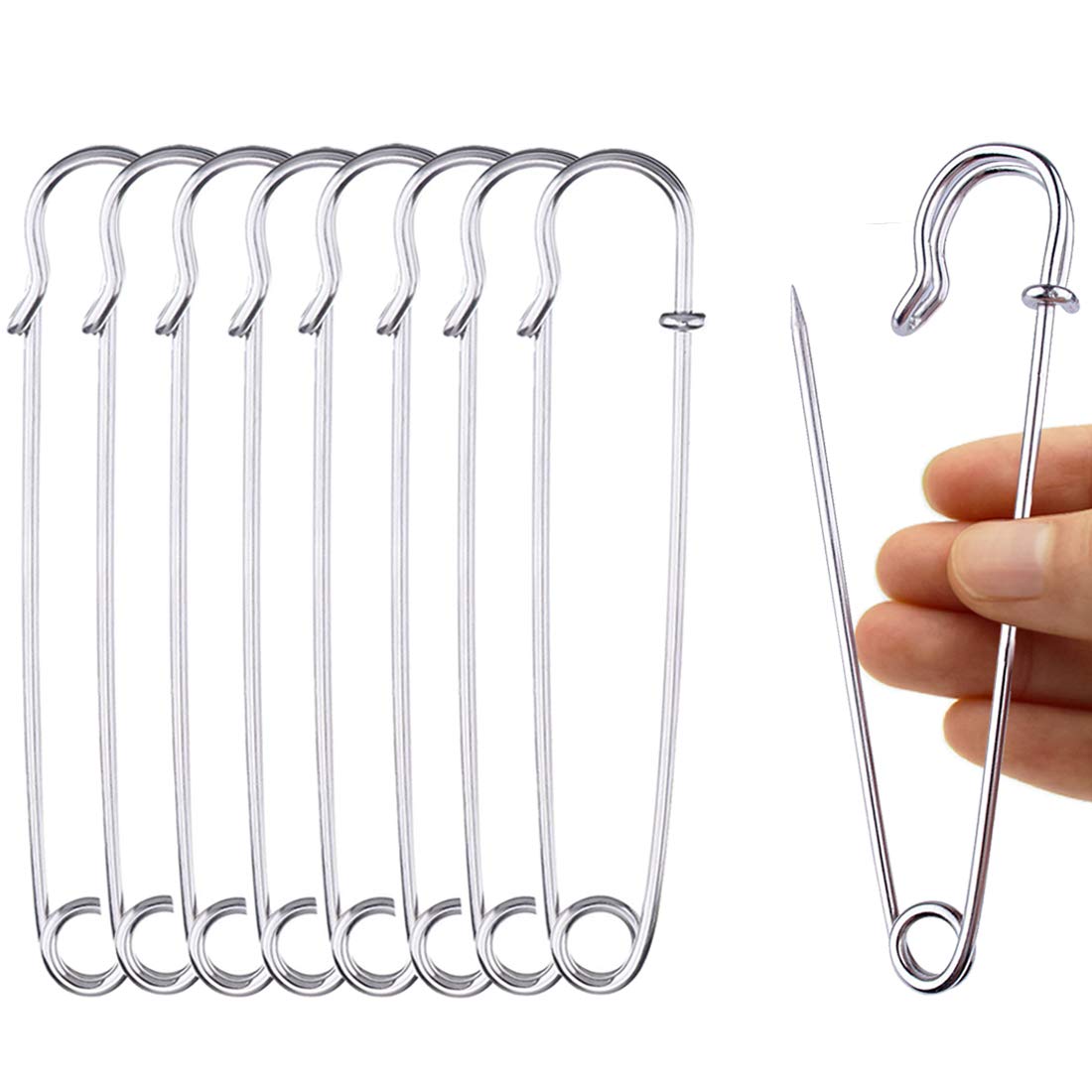 Large Safety Pins Strong, 20 Pcs 4 Inch Large Kilt Pins Metal Blanket Pins Strong Knitting Holder Extra Large Pins for Jewelry Crafts