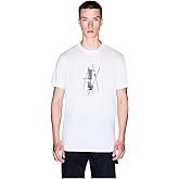 Armani Exchange Men's Center Graphic Logo Tee, Off White, Medium