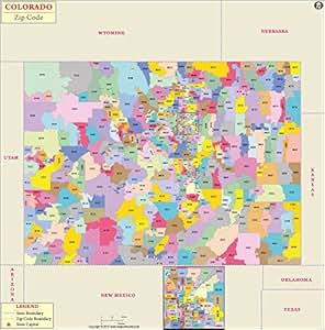 Amazon.com : Colorado Zip Code Map - Laminated (36" W x 36" H) : Office