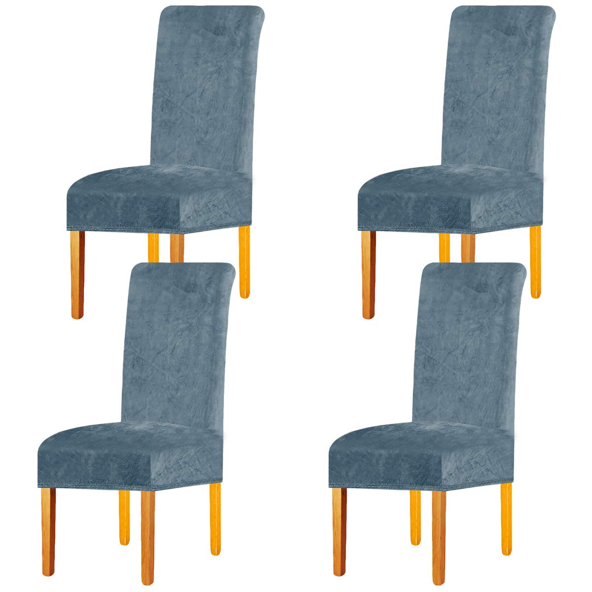 LANSHENG Stretchy Chair Covers Dining Chair Covers Velvet Fabric Chair Protector, Seat Covers Dining Chairs, for Living Room Home Party Banquet Wedding Sky Blue, Set of 4