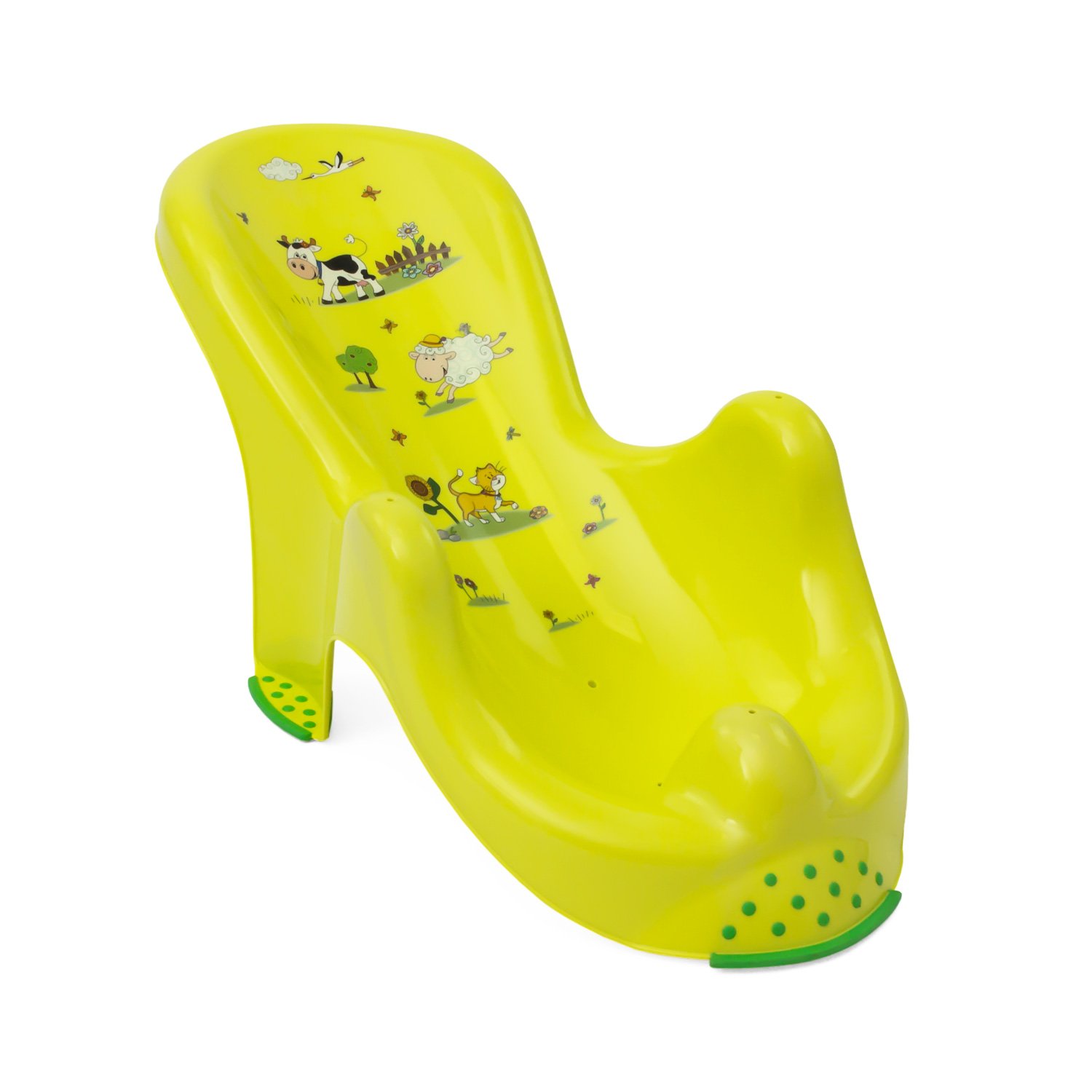 keeeper Funny Farm Anatomical Baby Bath Seat, For 0 to 6 months, Anti-Slip Rubber Feet, Leon, Green