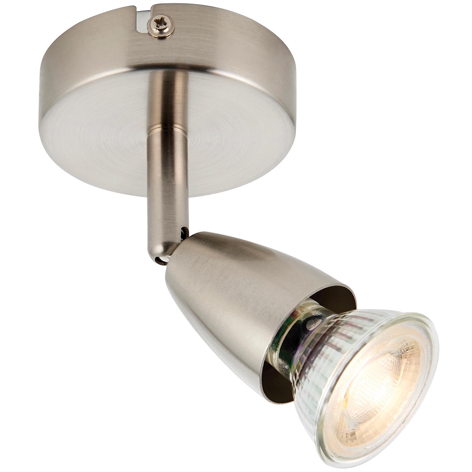 National Lighting Amalfi Single Decorative Satin Nickle Finish GU10 LED Compatible Adjustable Ceiling Wall Spotlight
