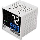 PID Temperature Controller Kit, High Voltage 100ACV to 240ACV Digital Display Universal Thermostat with SSR Solid State Relay, Support K, J, E, N Thermocouple (72 X 72mm)