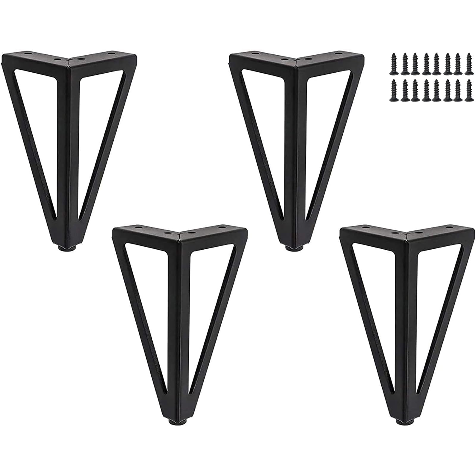RUIHUA 4 Black Furniture Legs Kitchen Feet , 6"/ 15cm Triangle Black Furniture Cabinet Legs Feet, DIY Replacement Black for Sofa Legs, Coffee Table Legs, Couch Table Legs Furniture Legs Black