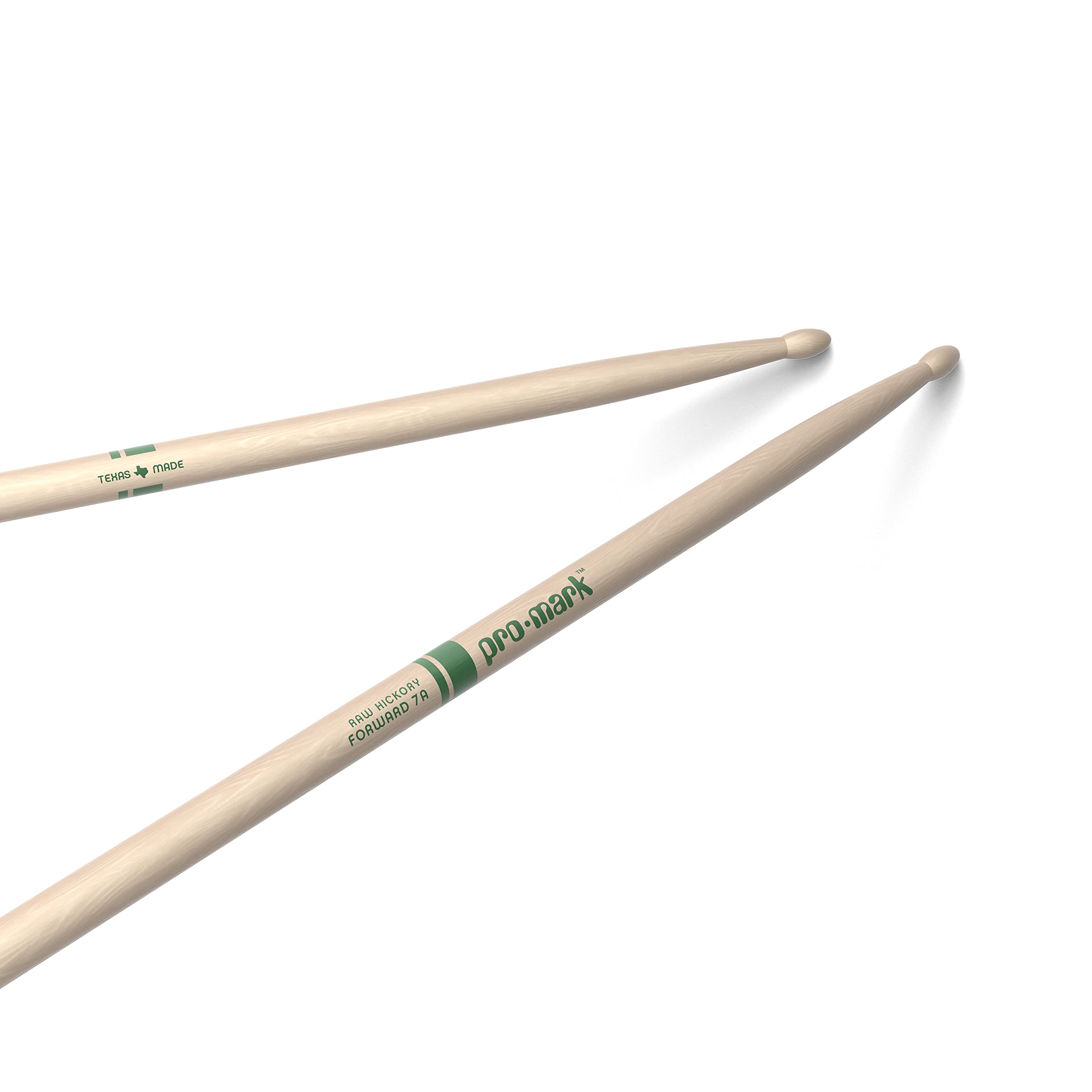 ProMark Classic Forward 7A Raw Hickory Drumsticks, Oval Wood Tip, Unfinished, 1 Pair