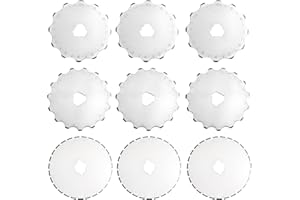 Eyech 45mm Perforating Rotary Replacement Blades, 9Pcs Rotary Cutter Blades, 12T, 15T, 27T Gear Skip Stitch Blade Rotary Cutt