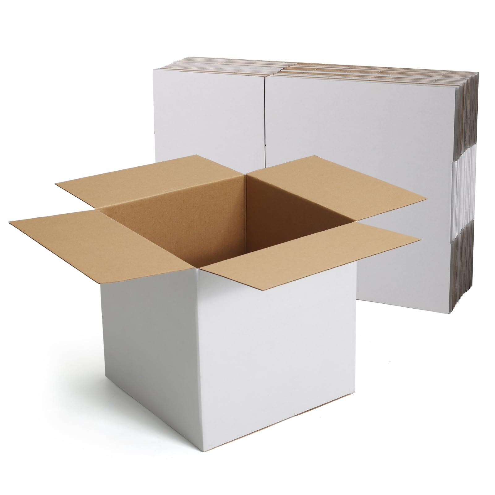 Photo 1 of CRUGLA 10x10x10 White Shipping Boxes Set of 15, White Corrugated Cardboard Boxes for Small Business Shipping Mailing Packing