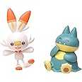 Pokemon New Sword and Shield Battle Action Figure 2 Pack - Munchlax and Scorbunny 2-Inch Figures