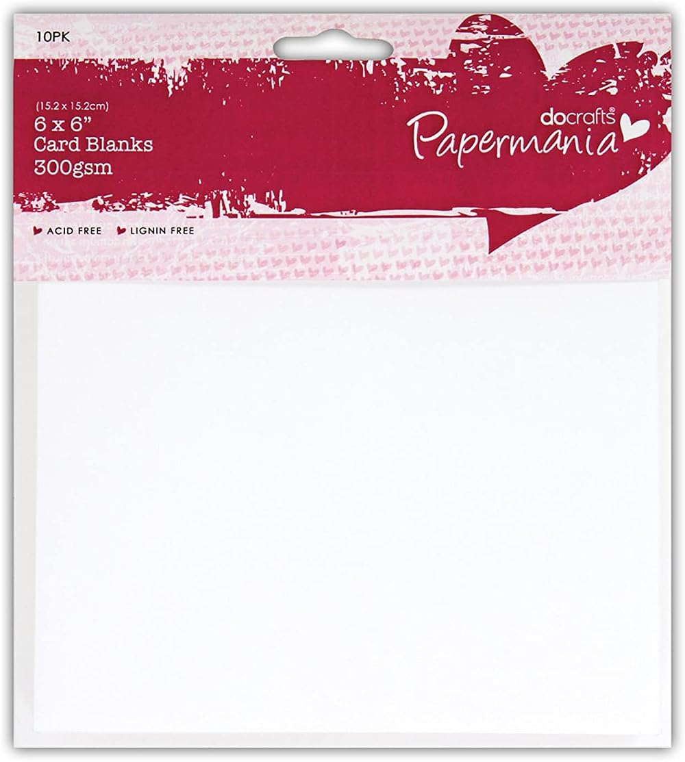 Papermania 6 x 6 Card Blanks and Envelopes White Pack of 10 300 GSM