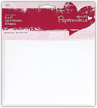 Papermania 6 x 6 Card Blanks and Envelopes White Pack of 10 300 GSM