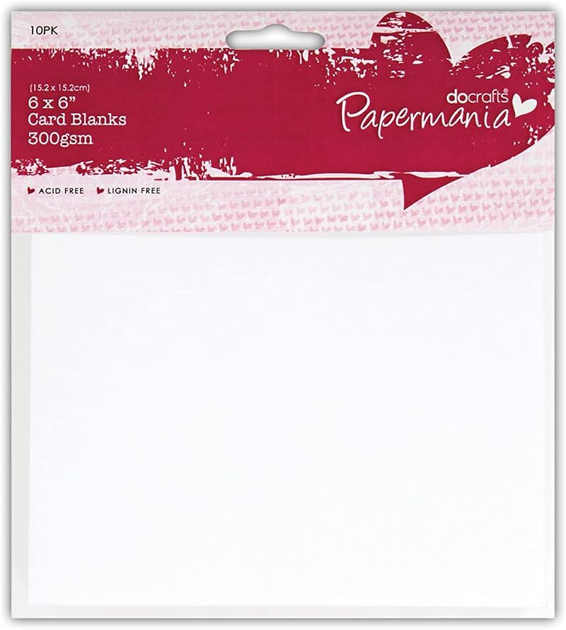 Papermania 6 x 6 Card Blanks and Envelopes White Pack of 10 300 GSM