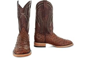 Soto Boots Men's Out of the Wild Ostrich Print Cowboy Boots, Exotic Print Men's Cowboy Boots, Western Boots For Men H50031