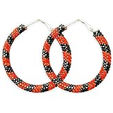 Sparkle Halloween Resin Rhinestone Wrapped Hoop Earrings Bohemian Glitter Black Orange Round Circle Dangle Drop Earring for Women Halloween Holiday Cosplay Costumes Party Jewelry Gifts