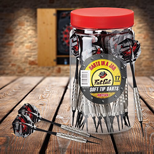 Fat Cat Darts in a Jar: Soft Tip Darts with Storage/Travel Container, 17 Grams (Pack of 21)