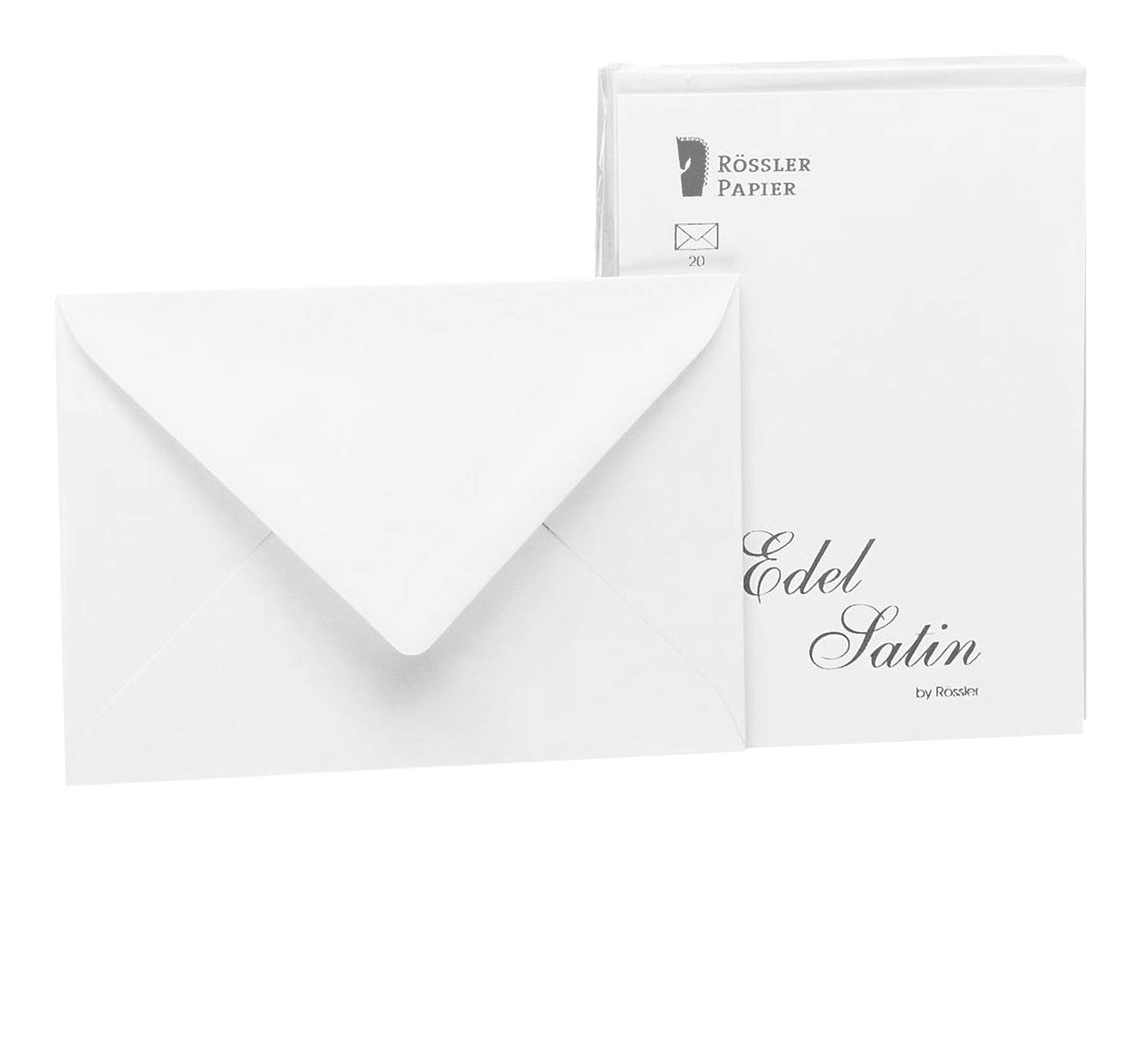 Rössler Papier 2031838001 - Noble Satin - Enveloppen pakket 20/C6 met zijden voering, wit