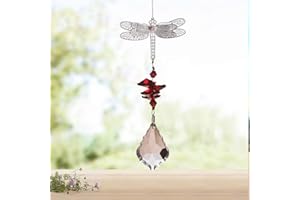 WEISIPU Crystal Suncatcher Prism - Dragonfly Suncatchers for Windows Hanging Rainbow Maker for Windows, Christmas Tree Decor, Gifts (Red)