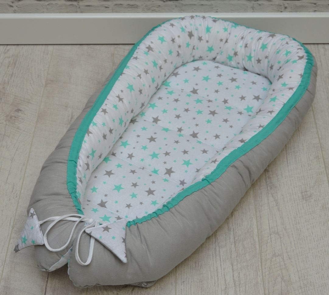 Soft 2-Sided Baby Sleeping Snuggle Nest Reversible Cocoon 0-6 Months - (Green/Grey)