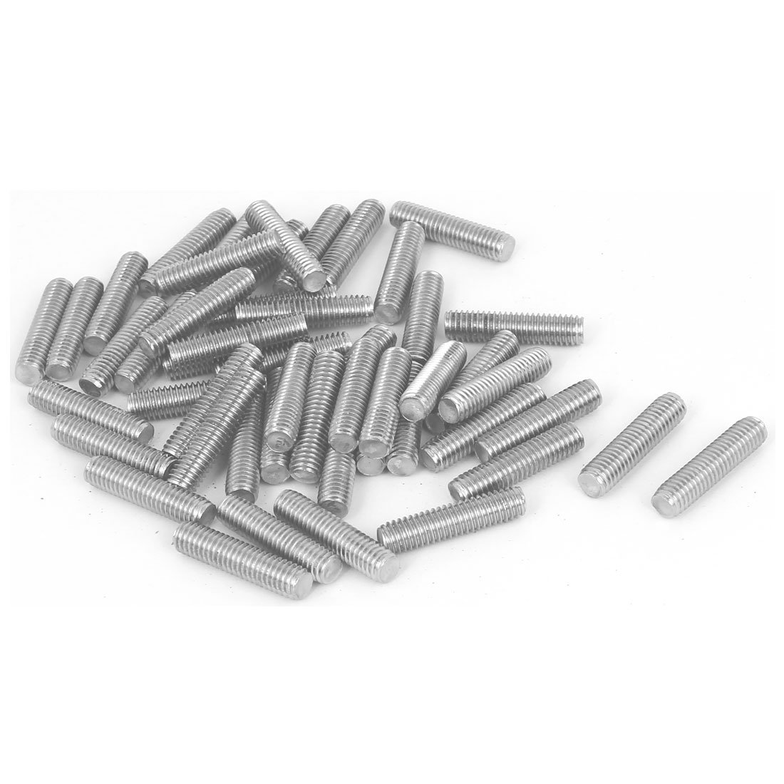 Sourcingmap M6 x 25mm Fully Threaded 304 Stainless Steel Rod Bar Studs Silver Tone 50 Pcs