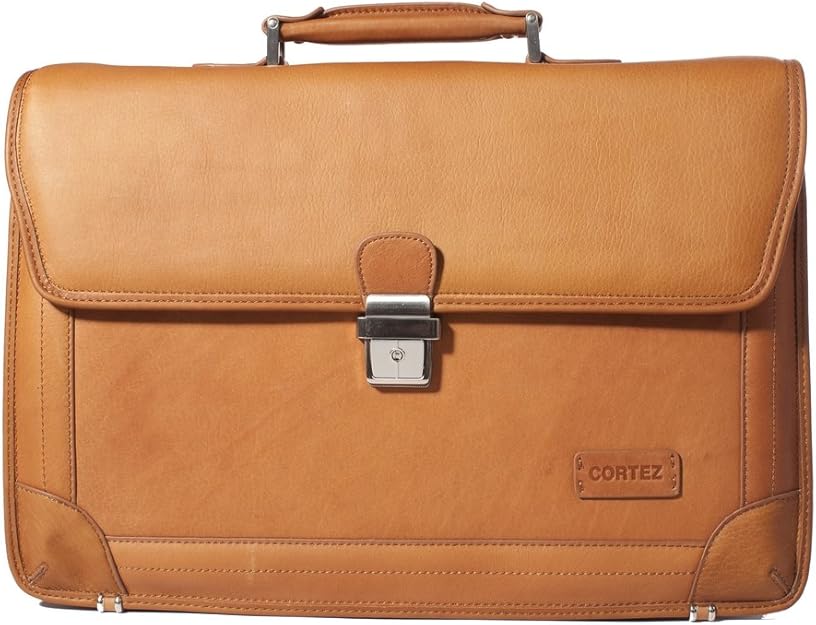 The 'Accountant' Single Clasp Flapover Leather Briefcase with Laptop