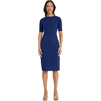 short sleeve necktie midi dress maggy london Maggy London Women's Midi Short Sleeve Sheath with Neck Tie Career Office Work Wear, Deep Lagoon at Amazon Women's Clothing store