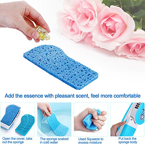 LUCKSTAR Handheld Cooler Fan - Small Fan Mini-Air Conditioner Speed Adjustable Summer Cooler Fan With Water Bottle Powered by Batteries or USB Cable for Home / Office / Travel / Outdoor (Blue) - Thumbnail 4
