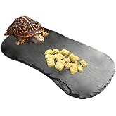 Tfwadmx Reptile Basking Platform,11''x5.5'' Tortoise Rock Plate Feeding Food Bowl Dish Feeding Slate Turtle Bathing Resting Platform for Lizard Gecko Bearded Dragon Chameleon Snake Frog