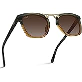 WearMe Pro WMP Eyewear - Women's Oversized Polarized Sunglasses: Square Vintage Style with Metal Double-Bar Bridge