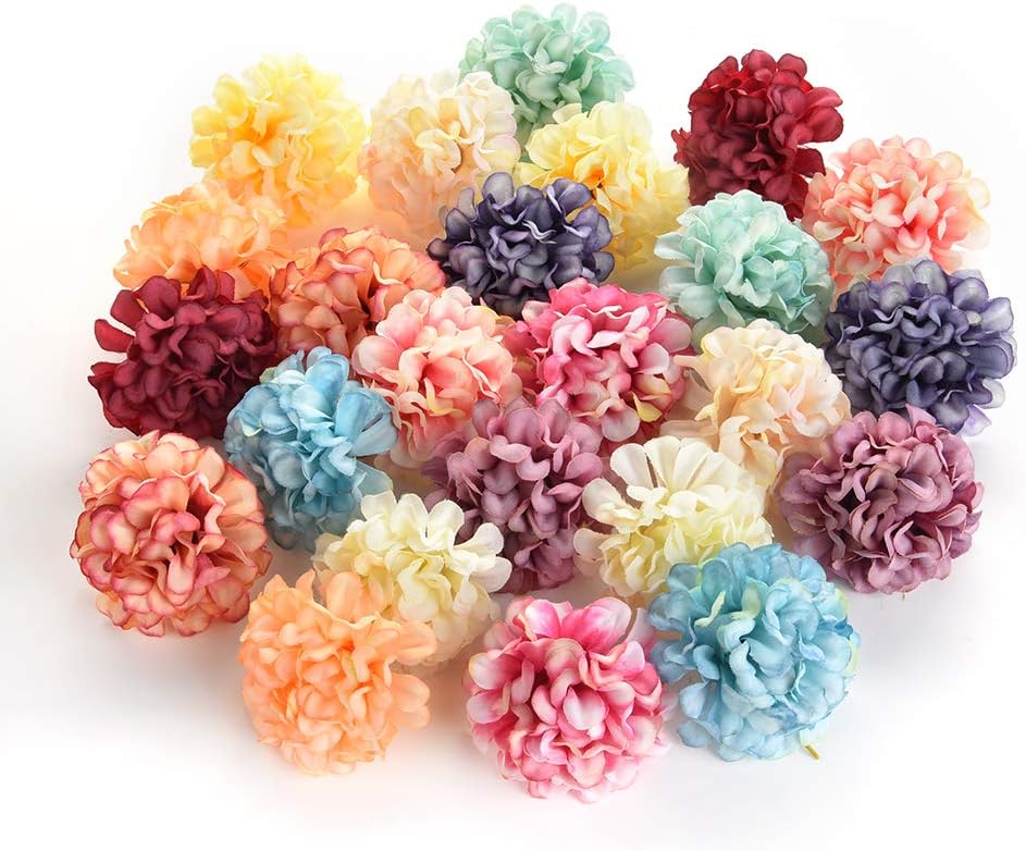 AZXU Silk flowers in bulk wholesale Fake Flowers Heads DIY Artificial Silk Flowers Head for Home Wedding Party Decoration Wreath Gift Box Scrapbooking Fake Flowers 30PCS 4cm (Multicolor)