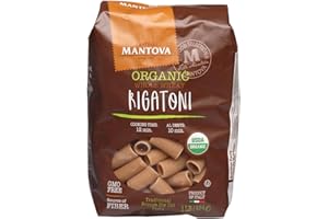 Mantova Whole Wheat Organic Rigatoni Pasta – (Pack of 6), 1lb Bags | 100% Whole Wheat Durum Semolina | Bronze-Cut, Non-GMO, High Fiber | Tube Pasta for Bakes & Sauces
