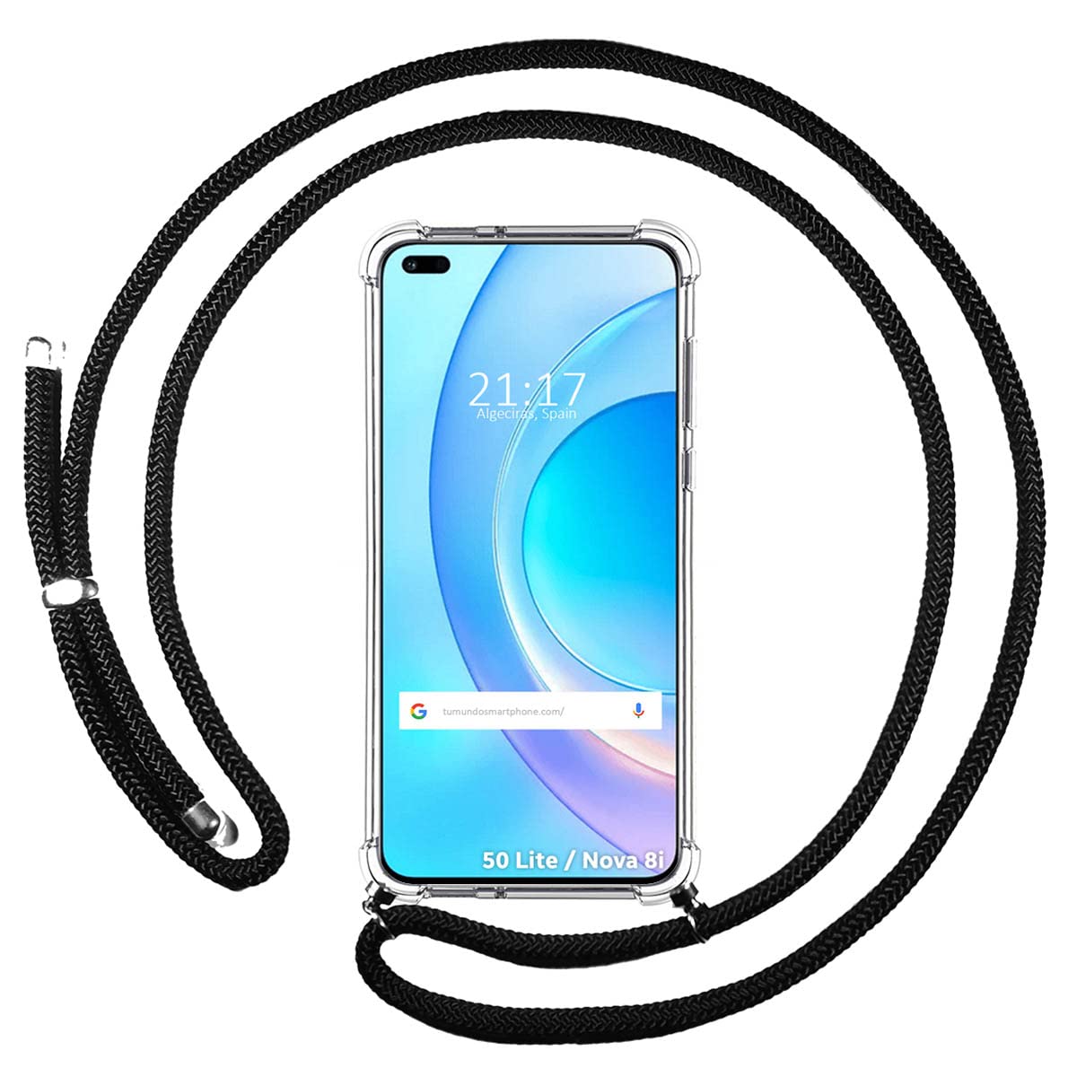 Transparent Case for Huawei Honor 50 Lite 5G / Huawei Nova 8i with Black Cord