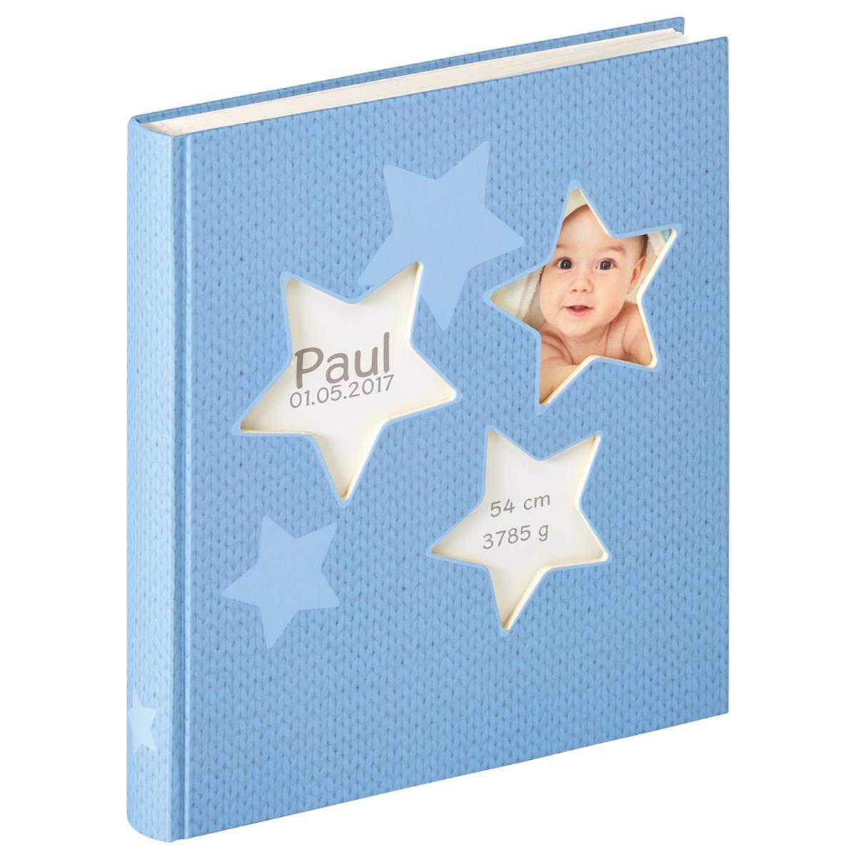 walther Design Photo Album Blue 28 x 30,5 cm Baby Album with Punched Cover, Baby Estrella UK-133-L