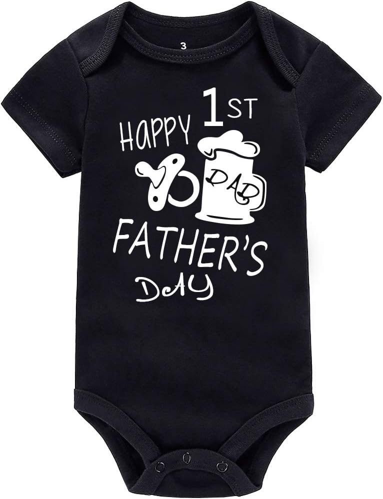 Happy 1st Father’s Day Baby Bodysuit Romper Outfit Clothing Newborn Infant Boy Girl One-Piece Jumpsuit Shirt