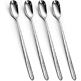 Silver Texture Long Handle Spoons, YFWOOD 9.1-Inch Cocktail Mixing Spoons, Coffee Spoons, Ice Cream Spoons, Premium18/10 Stai