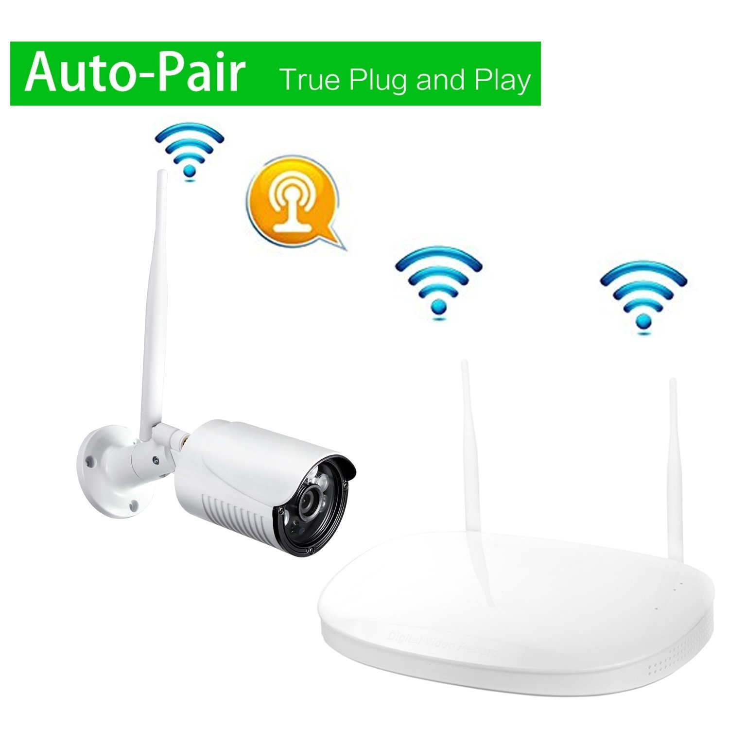 Wireless Outdoor Security Cameras System, 4 x 1080P CCTV Cameras NVR Kit for Home Garden, Wifi Surveillance Camera Set for Indoor / Outdoor, IP Camera with 1TB HBB Pre-installed, Night Vision, Motion Sensor, IP66 Waterproof, Motion Sensor -