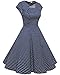 Homrain Women's 1950s Retro Vintage A-Line Cap Sleeve Cocktail Swing Party Dress Navy Small White Dot 2XL