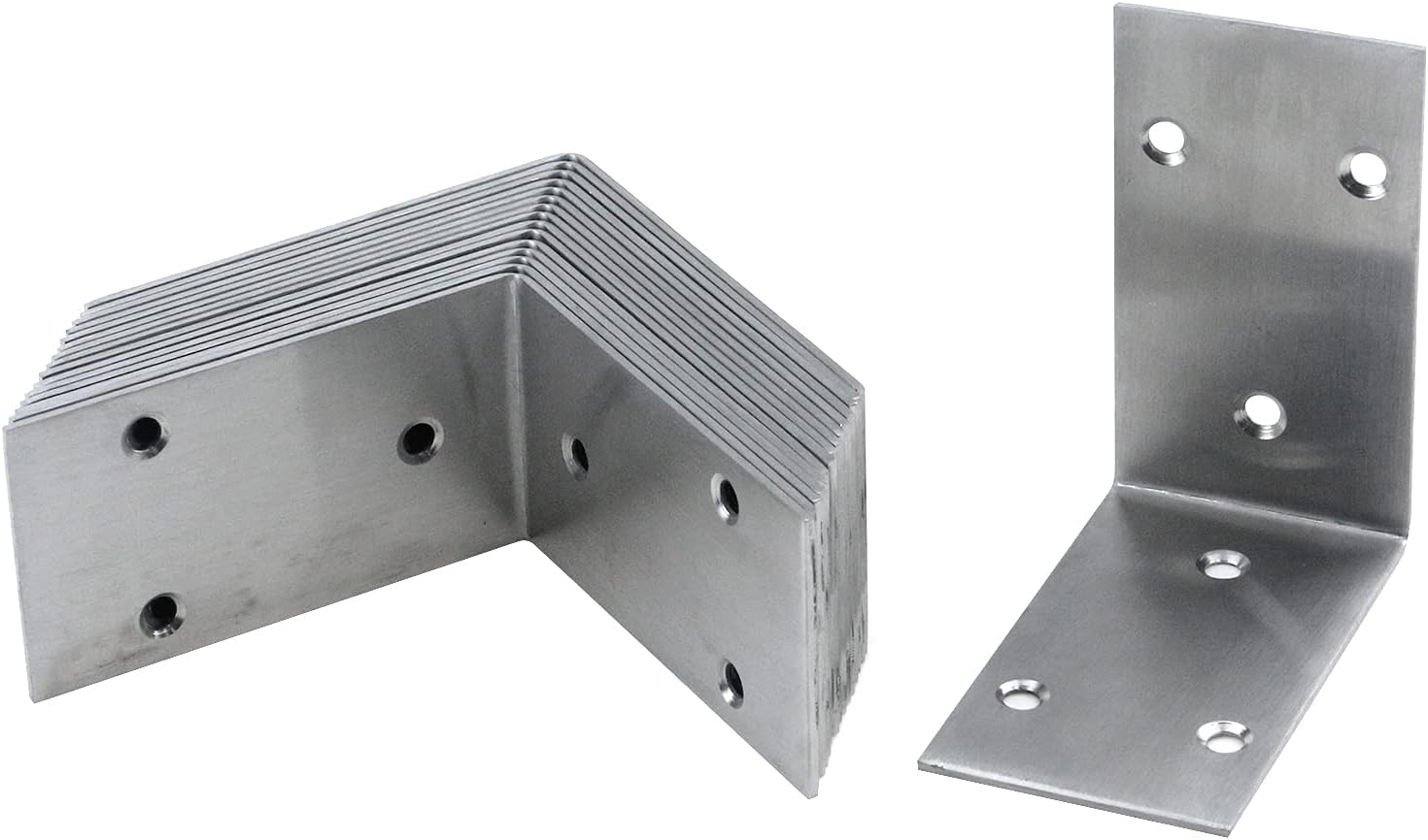 T Tulead Garden Bed Corner Bracket Silver Corner Brace 85x48mm Right Angle Brackets Stainless Steel Bed Brackets 2mm Thickness Shelf Brackets Support Braces Pack of 16 with Mounting Screws
