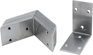 T Tulead Garden Bed Corner Bracket Silver Corner Brace 85x48mm Right Angle Brackets Stainless Steel Bed Brackets 2mm Thickness Shelf Brackets Support Braces Pack of 16 with Mounting Screws