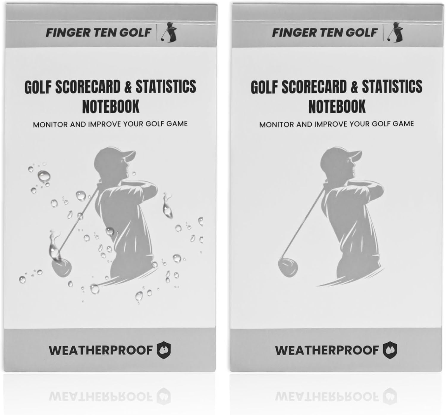 FINGER TEN Golf Scorecard Book Stats Statistics Log Notebook Waterproof Paper 1/2/4/8 Pack, Fit Golf Book Score Card Holder Cover White for Men Women Gift (2 Pcs-Ivory)