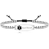 Uloveido Medical Alert ID Bracelet Laser Engraved Epilepsy Adjustable Wristband for Women Emergency First Aid, 4mm Stainless Steel Beads Engraved Health Alert Bracelet for Women Girls Y4301