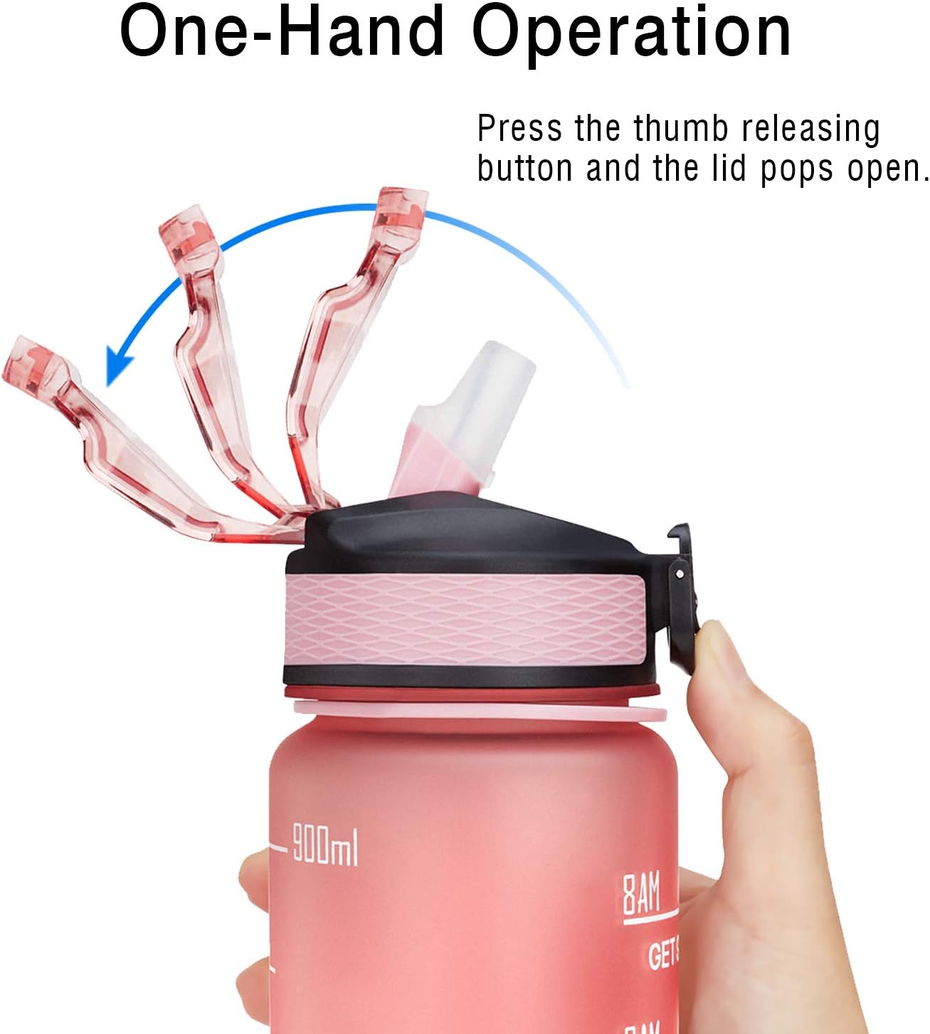 Giotto 32oz Large Leakproof BPA Free Drinking Water Bottle with Time Marker & Straw to Ensure You Drink Enough Water Throughout The Day for Fitness and Outdoor Enthusiasts-Light Pink : Sports & Outdoors