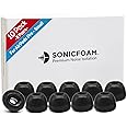 SONICFOAM Memory Foam Earbud Tips - Premium Noise Isolation, Replacement Foam Ear Tips, 10 Pack for Airpods Pro (SFAIR Small, Black)
