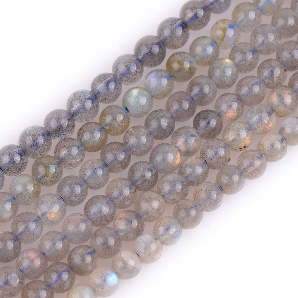 GEM-Inside AA Grade 4mm Blue Rainbow Labradorite Round Gemstone Semi Precious Loose Beads for Jewellery Making 15''