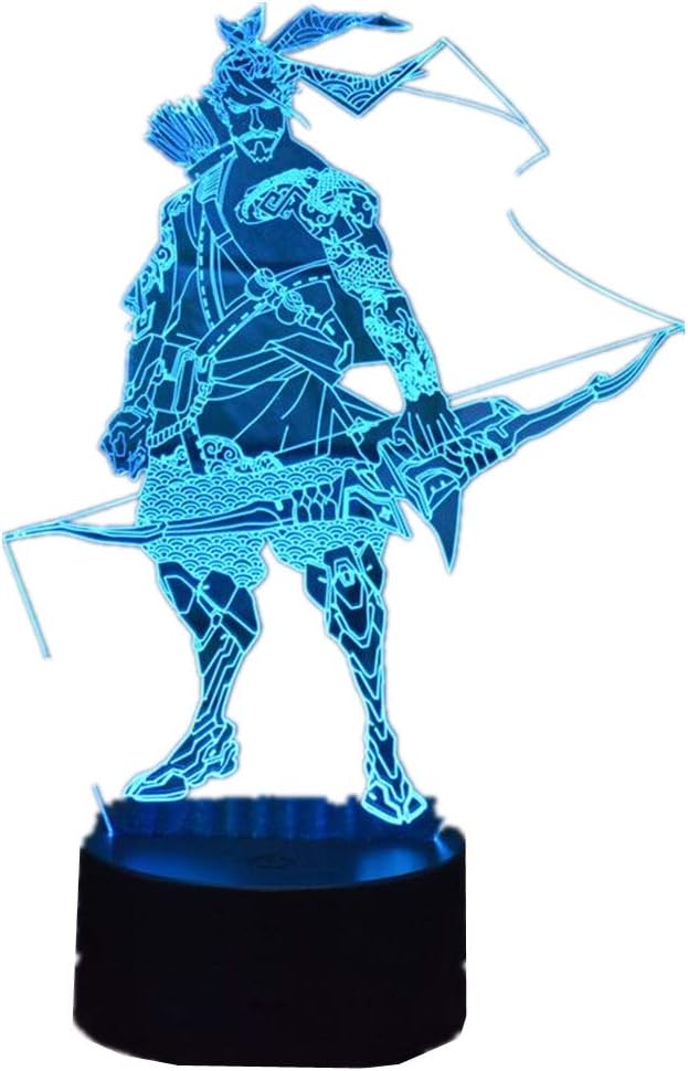 Overwatch Shimada Hanzo 3D Night Light LED USB Home Decor Table Lamp Touch Remote Control 16 Color Gradient Creative Office Decor Children's Toys Gifts