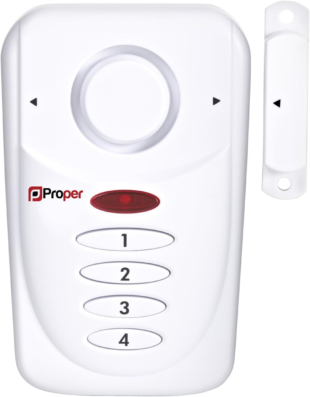ProperAV Window Alarm with Keypad and Loud 110dB Siren, Battery Operated, White