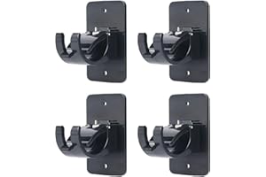 Generic 4pcs Black Curtain Rod Bracket No Drilling, Adhesive Mounts for 0.6'' to 1.5'' Rods