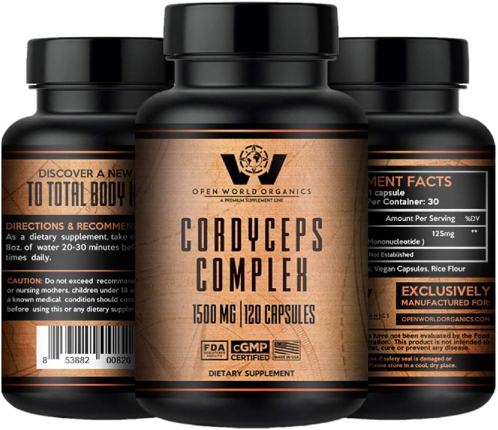 CORDYCEPS Complex - Cordyceps Sinensis - Reishi - Lions Mane - Immunne Support and Booster -by OPEN WORLD ORGANICS
