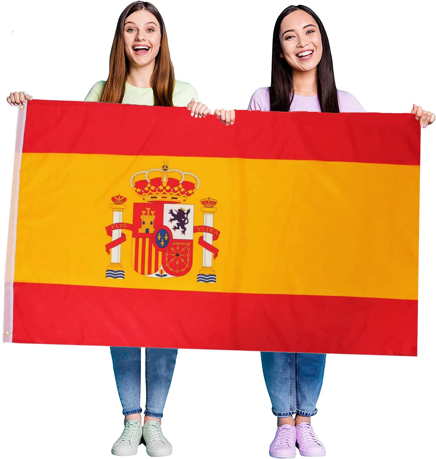 Spain Flag Fancy Dress Decoration x1 - Spanish Large Flag with Grommets Approx 5 Ft x 3 Ft - Football, Rugby - Sporting Events, Street Parties, Festivals and Celebrations
