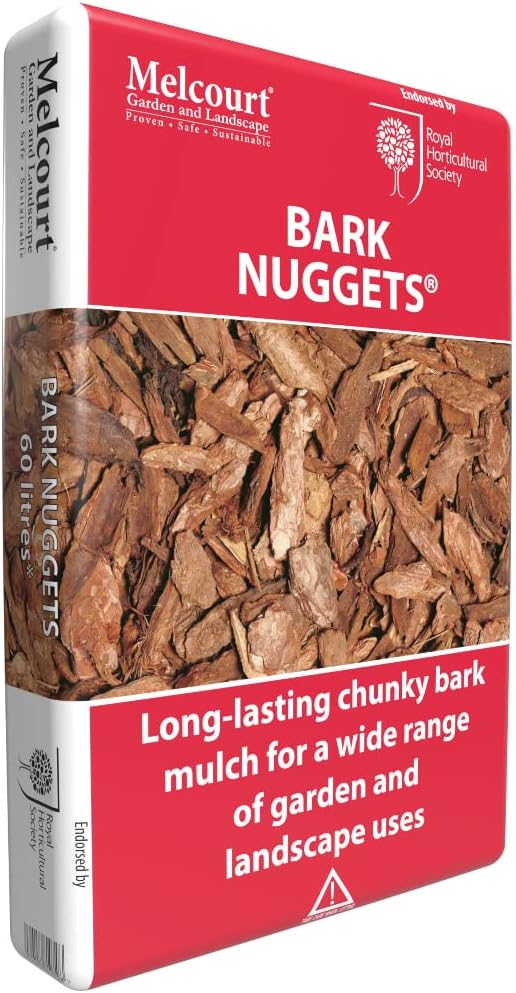 Melcourt Decorative Bark Large Nuggets Mulch 60lt Peat-free
