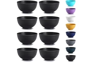 Kyraton Plastic Cereal Bowls 8 Pieces 760 ml, Unbreakable and Reusable Light Weight Bowl for Rice Noodle Soup Snack Salad Fru