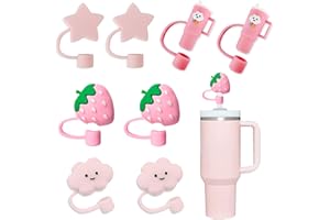GAISHION 8Pcs Straw Covers Cap Toppers Tips Compatible with Stanley 40/30 oz Tumbler Cups,Reusable Cute Silicone Straw Lids Protectors for 0.4 in/10mm Stanley Cups Straws Accessories(8PCS)
